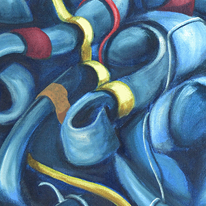 Titel: Blaugelb, Öl/Lw, 100 x 120 cm