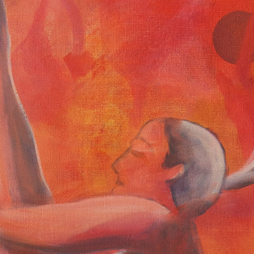 Titel: Springerin II, Öl auf Leinwand 2013, tumbling woman, jumper